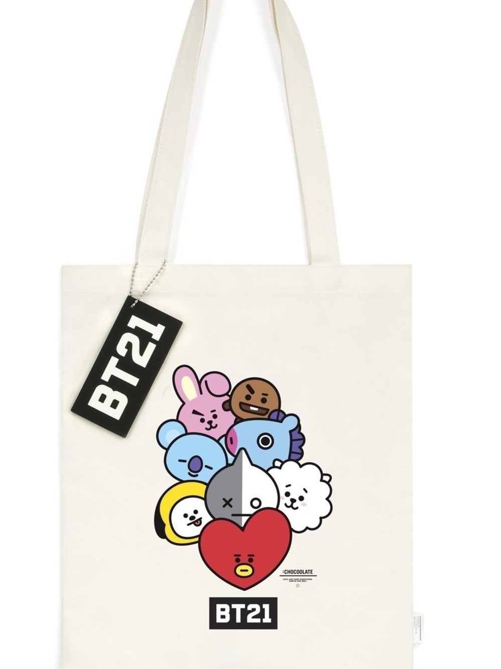 BT21 x Chocoolate Collab White Character Canvas Tote Bag Cute K-Pop Merch BTS